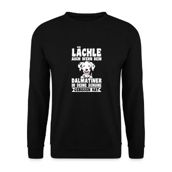 Hund Dalmatiner - Unisex Pullover - Schwarz - Vorne - Alina (178cm) & Michal (187cm)