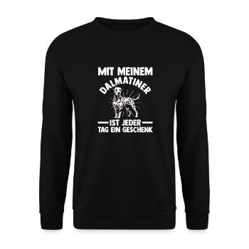 Hund Dalmatiner - Unisex Pullover - Schwarz - Vorne - Alina (178cm) & Michal (187cm)