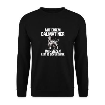 Hund Dalmatiner - Unisex Pullover - Schwarz - Vorne - Alina (178cm) & Michal (187cm)
