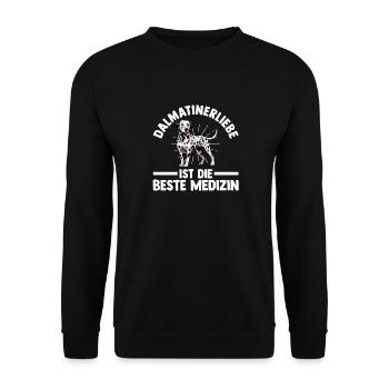 Hund Dalmatiner - Unisex Pullover - Schwarz - Vorne - Alina (178cm) & Michal (187cm)