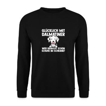 Hund Dalmatiner - Unisex Pullover - Schwarz - Vorne - Alina (178cm) & Michal (187cm)