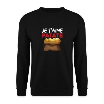 Saint Valentin Anniversaire Je T'aime Patate Drôle - Sweat-shirt Unisexe - noir - Devant - Alina (178cm) & Michal (187cm)