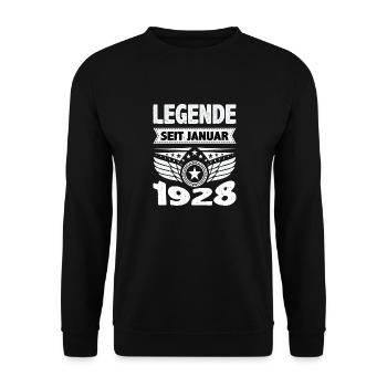 Januar 1928 Legende seit 96 Jahren Mann Frau - Unisex Pullover - Schwarz - Vorne - Alina (178cm) & Michal (187cm)