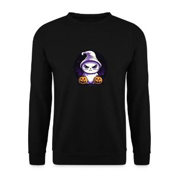 Halloween Deko Kawaii Katze Halloween Geschenk - Unisex Pullover - Schwarz - Vorne - Alina (178cm) & Michal (187cm)