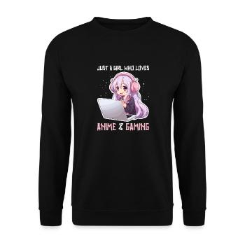Kawaii Girl Anime Manga Girl Cat - Unisex Sweatshirt - black - Front - Alina (178cm) & Michal (187cm)