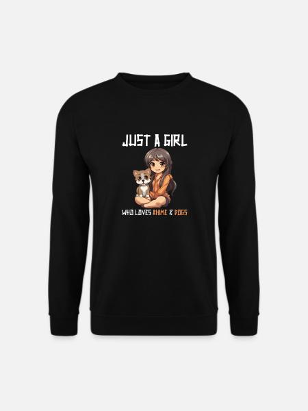 Kawaii Mädchen Anime Manga Mädchen und Hund - Unisex Pullover - Schwarz