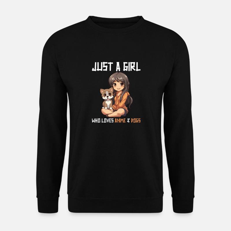 Kawaii Mädchen Anime Manga Mädchen und Hund - Unisex Pullover - Schwarz