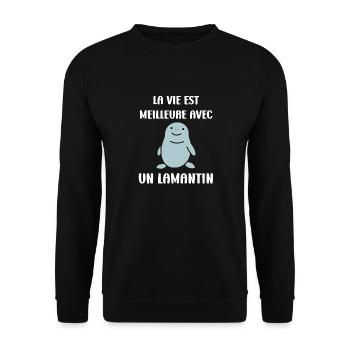 Drôle bébé minimaliste simple petit lamantin - Sweat-shirt Unisexe - noir - Devant - Alina (178cm) & Michal (187cm)