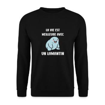Drôle bébé minimaliste simple petit lamantin - Sweat-shirt Unisexe - noir - Devant - Alina (178cm) & Michal (187cm)