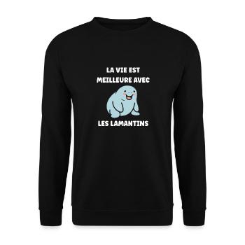 Drôle bébé minimaliste simple petit lamantin - Sweat-shirt Unisexe - noir - Devant - Alina (178cm) & Michal (187cm)