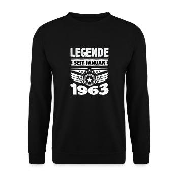 Januar 1963 Legende seit 61 Jahren Mann Frau - Unisex Pullover - Schwarz - Vorne - Alina (178cm) & Michal (187cm)
