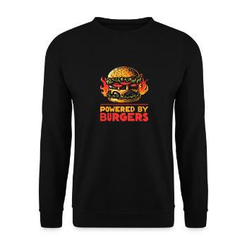 Powered by Burgers - Cadeau pour les amateurs de hamburgers - Sweat-shirt Unisexe - noir - Devant - Alina (178cm) & Michal (187cm)