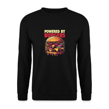 Powered by Burgers - Cadeau pour les amateurs de hamburgers - Sweat-shirt Unisexe - noir - Devant - Alina (178cm) & Michal (187cm)