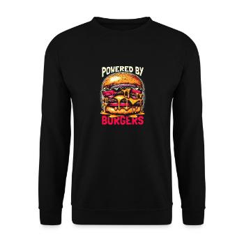 Powered by Burgers - Cadeau pour les amateurs de hamburgers - Sweat-shirt Unisexe - noir - Devant - Alina (178cm) & Michal (187cm)