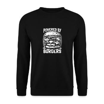 Powered by Burgers - Cadeau pour les amateurs de hamburgers - Sweat-shirt Unisexe - noir - Devant - Alina (178cm) & Michal (187cm)