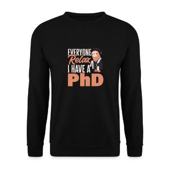 PhD Graduate Doktorgrad Ph.D. Promotion - Unisex Pullover - Schwarz - Vorne - Alina (178cm) & Michal (187cm)