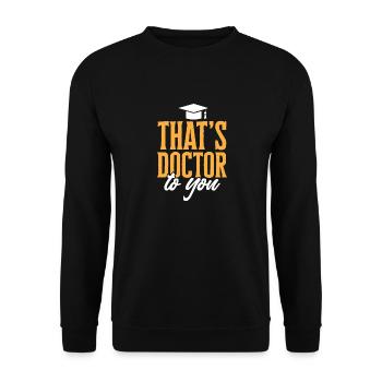PhD Graduate Doktorgrad Ph.D. Promotion - Unisex Pullover - Schwarz - Vorne - Alina (178cm) & Michal (187cm)