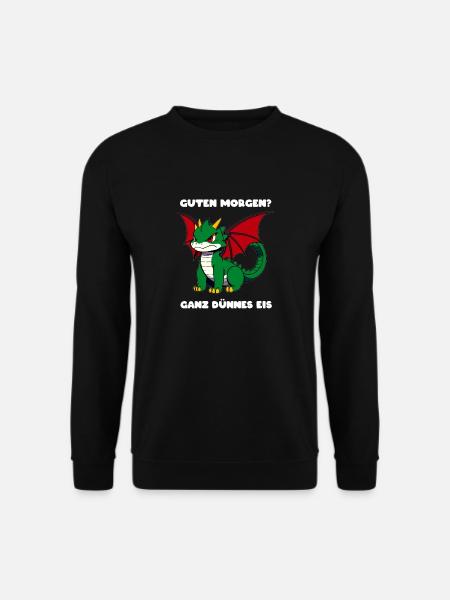 Guten Morgen? Ganz dünnes Eis! Drache, niedlich - Unisex Pullover - Schwarz