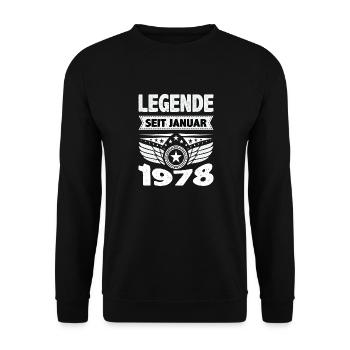 Januar 1978 Legende seit 46 Jahren Mann Frau - Unisex Pullover - Schwarz - Vorne - Alina (178cm) & Michal (187cm)