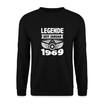 Januar 1969 Legende seit 55 Jahren Mann Frau - Unisex Pullover - Schwarz - Vorne - Alina (178cm) & Michal (187cm)