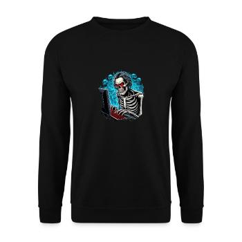 Skeleton, gamer in hell with ghosts/demons - Unisex Sweatshirt - black - Front - Alina (178cm) & Michal (187cm)