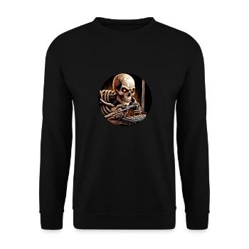 Design de joueurs cool. Squelette aux yeux de feu - Sweat-shirt Unisexe - noir - Devant - Alina (178cm) & Michal (187cm)