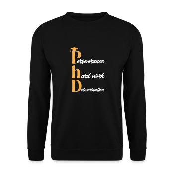 PhD Graduate Doktorgrad Ph.D. Promotion - Unisex Pullover - Schwarz - Vorne - Alina (178cm) & Michal (187cm)