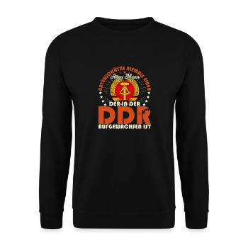Wappen DDR GDR Ossi Osten Flagge Alten Mann - Unisex Pullover - Schwarz - Vorne - Alina (178cm) & Michal (187cm)