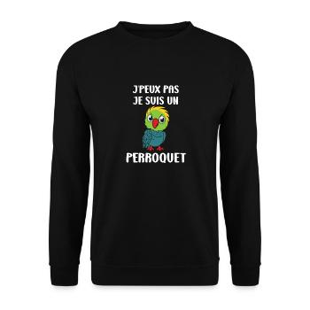 Humour petit perroquet - Sweat-shirt Unisexe - noir - Devant - Alina (178cm) & Michal (187cm)