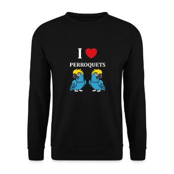 Humour petit perroquet - Sweat-shirt Unisexe - noir - Devant - Alina (178cm) & Michal (187cm)