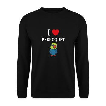 Humour petit perroquet - Sweat-shirt Unisexe - noir - Devant - Alina (178cm) & Michal (187cm)