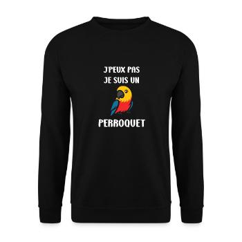 Humour petit perroquet - Sweat-shirt Unisexe - noir - Devant - Alina (178cm) & Michal (187cm)