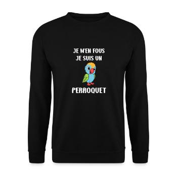 Humour petit perroquet - Sweat-shirt Unisexe - noir - Devant - Alina (178cm) & Michal (187cm)