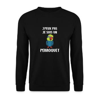Humour petit perroquet - Sweat-shirt Unisexe - noir - Devant - Alina (178cm) & Michal (187cm)