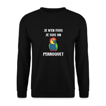 Humour petit perroquet - Sweat-shirt Unisexe - noir - Devant - Alina (178cm) & Michal (187cm)
