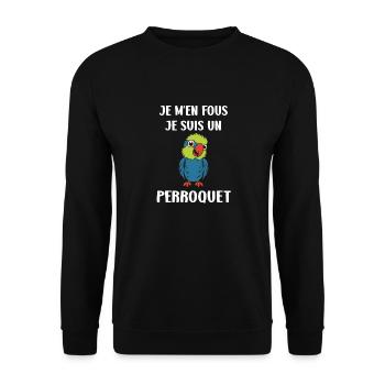 Humour petit perroquet - Sweat-shirt Unisexe - noir - Devant - Alina (178cm) & Michal (187cm)