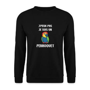 Humour petit perroquet - Sweat-shirt Unisexe - noir - Devant - Alina (178cm) & Michal (187cm)