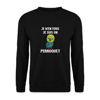 Humour petit perroquet - Sweat-shirt Unisexe - noir - Devant - Alina (178cm) & Michal (187cm)