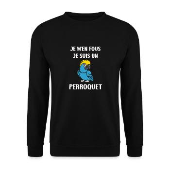 Humour petit perroquet - Sweat-shirt Unisexe - noir - Devant - Alina (178cm) & Michal (187cm)