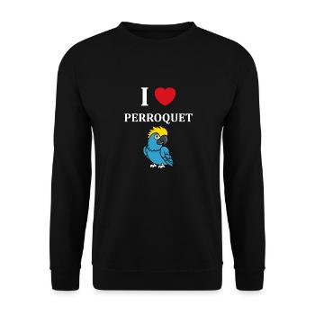 Humour petit perroquet - Sweat-shirt Unisexe - noir - Devant - Alina (178cm) & Michal (187cm)
