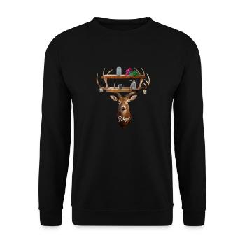 Geweih, Reh + Regal = Rehgal Design by summitXpeak - Unisex Pullover - Schwarz - Vorne - Alina (178cm) & Michal (187cm)