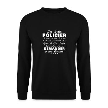 Policier En Couple Idée Cadeau Pour Mon Mari - Sweat-shirt Unisexe - noir - Devant - Alina (178cm) & Michal (187cm)