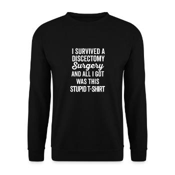 Back Post Surgery Recovery Men Women Discectomy - Unisex Sweatshirt - black - Front - Alina (178cm) & Michal (187cm)