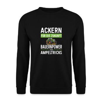Ackern Für Die Zukunft - Bauernprotest 2024 - Unisex Pullover - Schwarz - Vorne - Alina (178cm) & Michal (187cm)