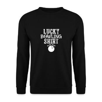 Chemise de bowling porte-bonheur ne pas laver drôle citation melon - Sweat-shirt Unisexe - noir - Devant - Alina (178cm) & Michal (187cm)