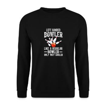 Lustige linkshändige Bowler-Bowling-Liebhaber - Unisex Pullover - Schwarz - Vorne - Alina (178cm) & Michal (187cm)