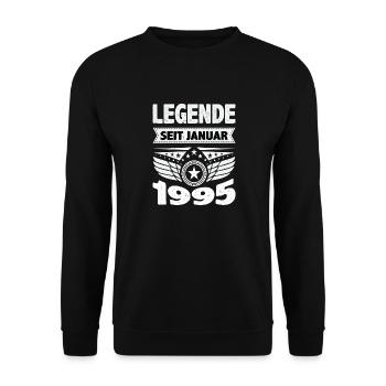 Januar 1995 Legende seit 29 Jahren Mann Frau - Unisex Pullover - Schwarz - Vorne - Alina (178cm) & Michal (187cm)
