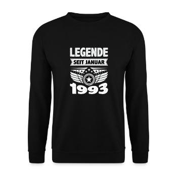 Januar 1993 Legende seit 31 Jahren Mann Frau - Unisex Pullover - Schwarz - Vorne - Alina (178cm) & Michal (187cm)