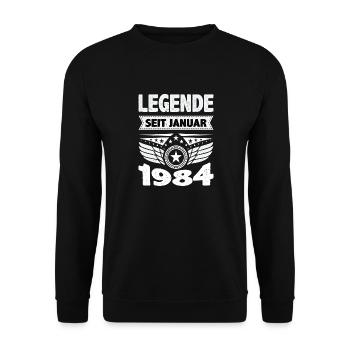 Januar 1984 Legende seit 40 Jahren Mann Frau - Unisex Pullover - Schwarz - Vorne - Alina (178cm) & Michal (187cm)