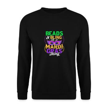 Beads & Bling It's A Mardi Gras Thing Carnival Par - Unisex Pullover - Schwarz - Vorne - Alina (178cm) & Michal (187cm)